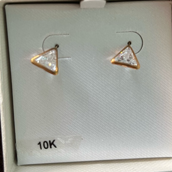 Dangle diamond triangle earrings - Picture 5 of 9